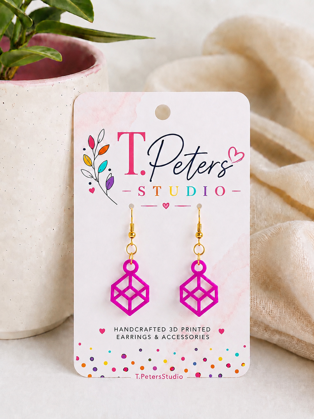 Geometric Cube Dangle Earring