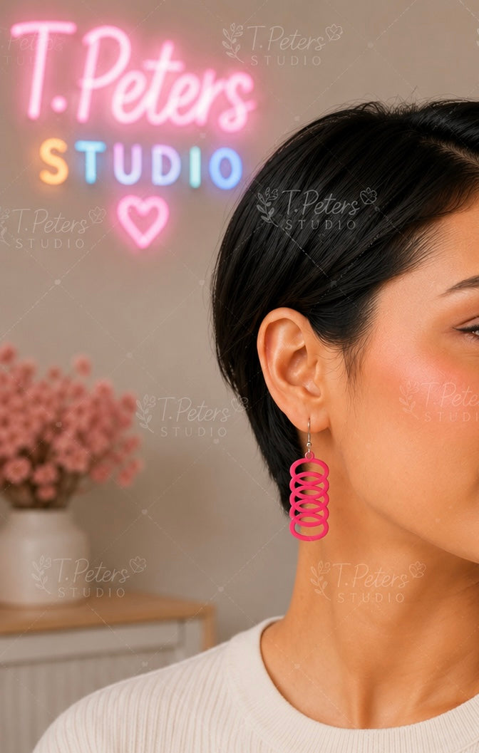 Spiral Dangle Earrings | Lightweight 3D Printed Statement Earrings | Handmade by T. Peters Studio