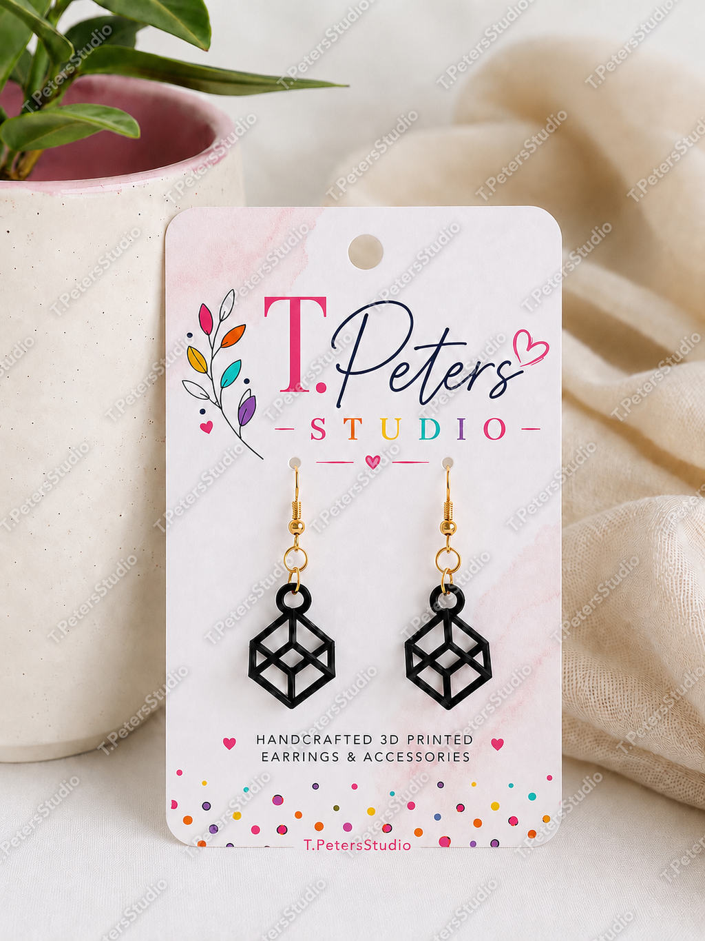 Geometric Cube Dangle Earring