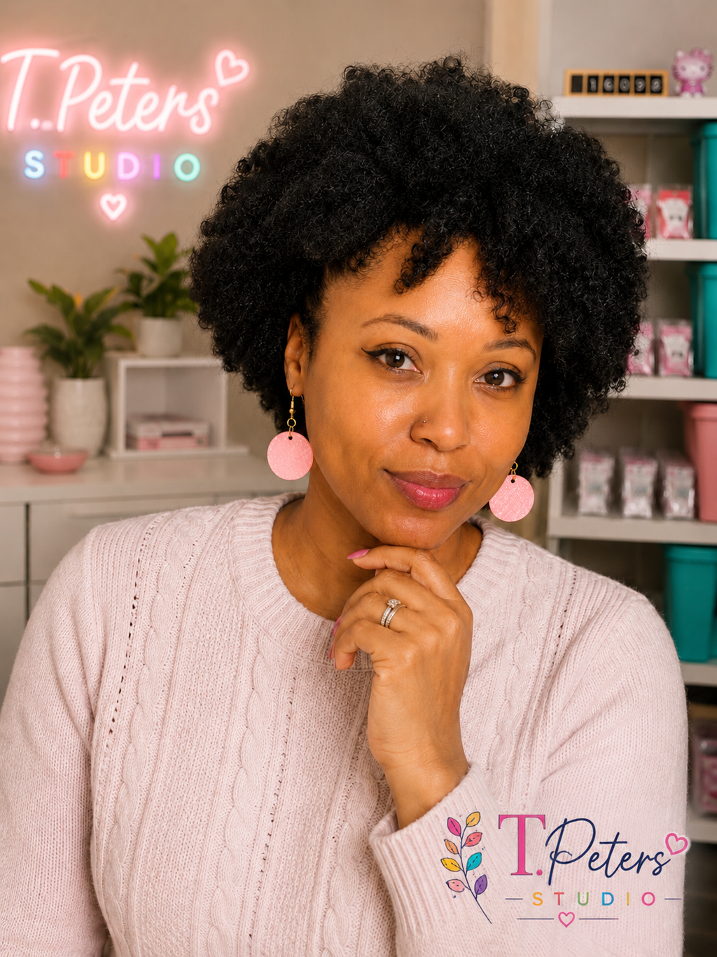 Blush Pink Shimmer Circle Dangle Earrings | Lightweight