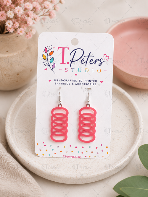 Spiral Dangle Earrings | Lightweight 3D Printed Statement Earrings | Handmade by T. Peters Studio