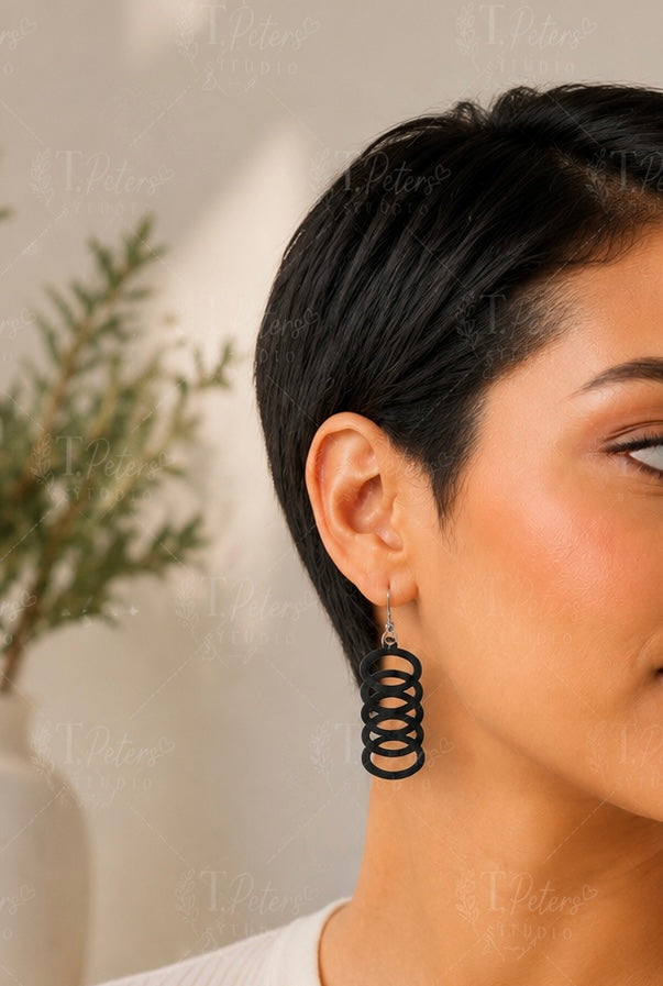 Spiral Dangle Earrings | Lightweight 3D Printed Statement Earrings | Handmade by T. Peters Studio