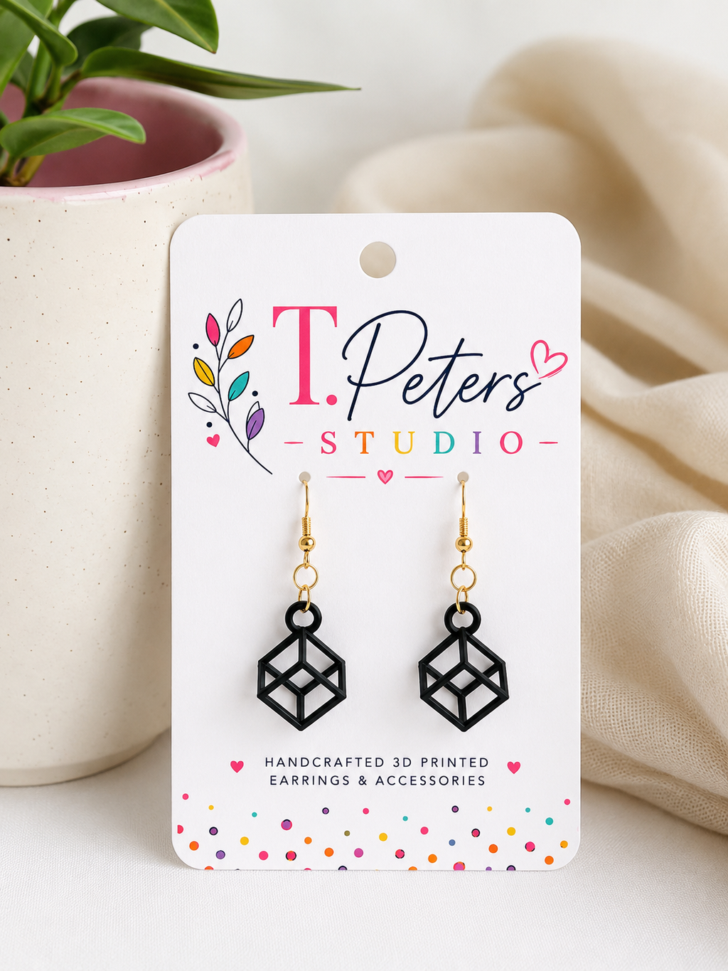 Geometric Cube Dangle Earring
